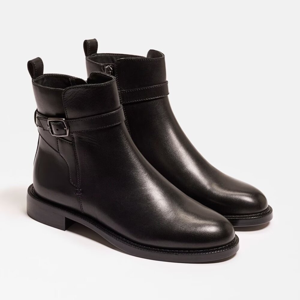 Sam Edelman Nolynn Buckle Bootie in Black Leather, Size 6, New in Box